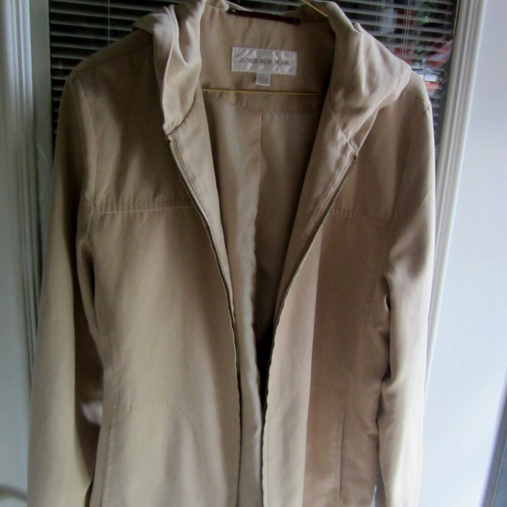 Jones New York Womens Faux Suede Hooded Coat